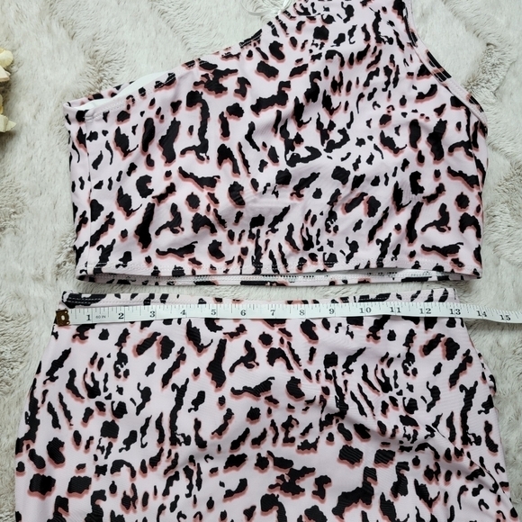 Grace Karin Pink Cheetah Leopard High Rise One Shoulder Bikini Swimsuit NWT Sz M - Picture 10 of 13